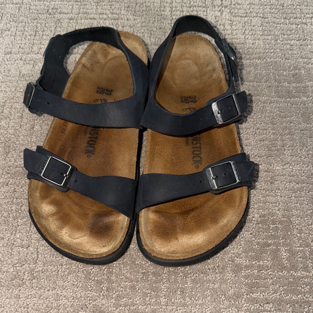 Birkenstock Black Double-Strap Cork Footbed Sandals